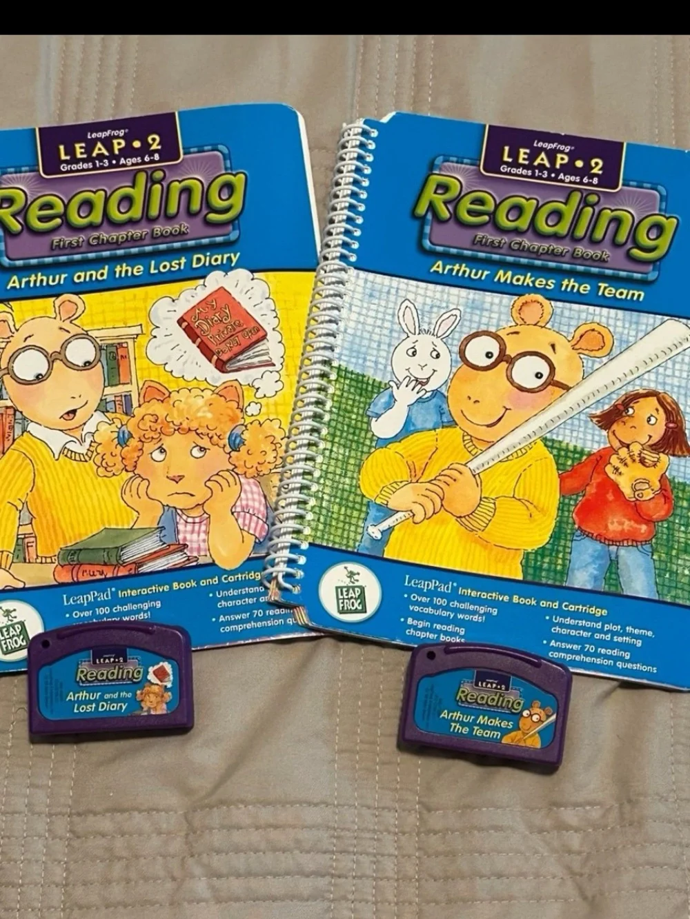 LEAP FROG My First Chapter Books Arthur 2 Books & 2 Cartridges  RARE!